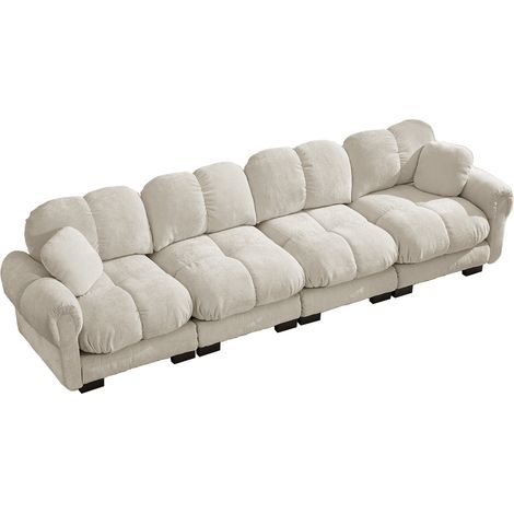 Sofá modular de 4 plazas en chenilla Light Taupe 330 x 86 x 90 cm (1/5)