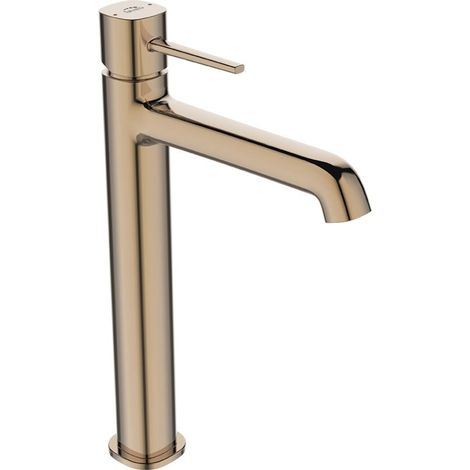 Batteria lavabo da appoggio – design elegante con leve sottili, aeratore regolabile, finitura dorata rosa (1/2)