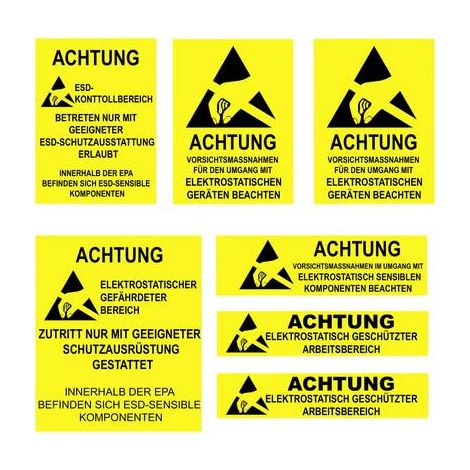 Quadrios Panneau d'avertissement antistatique (ESD) 1 pc(s) jaune, noir (L x l) 140 mm x 140 mm (1/2)