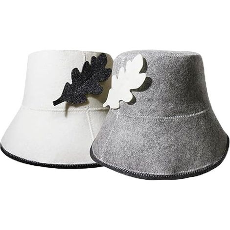 Gorro de sauna，2 gorros de fieltro para damas y caballeros，incl. gorro de sauna，con para damas y caballeros，gorro de bienestar (blanco y gris) (1/5)