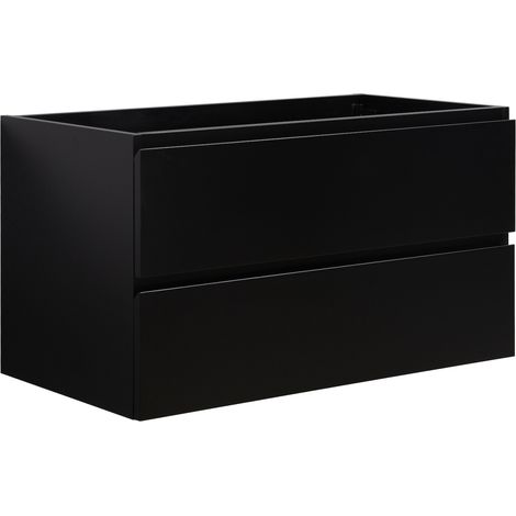 Badplaats Mobile Sottolavabo Angela 90 x 48 cm – Nero Opaco – Mobile Sospeso con Cassetti