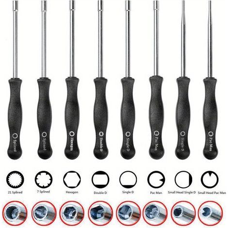8pcs Tournevis Outil De Réglage De Carburateur Simple D Double D Hexagone Hex Socket Kit Set (1/5)