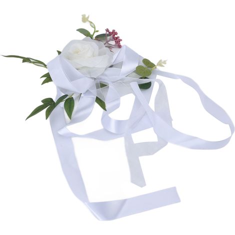 Décoration florale scandinave pour dossier de chaise, bouquet artificiel naturel, accessoire photo mariage, blanc (Modèle : YT-17019) (1/5)