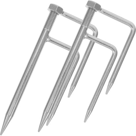 Ancrage Sol pour Parasol Argenté en Fer, Design à Trois Branches, Stable par Vent, Facile à Transporter, pour Aventures en Plein Air et Pêche, Lot de 2 Pièces (1/5)