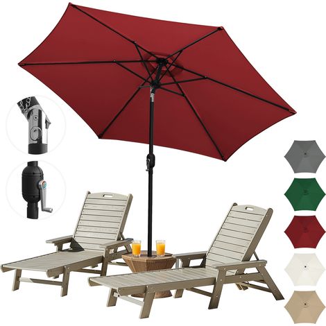 TolleTour Sombrilla modular de 2,7 m: sombrilla para balcón y jardín para montar, roja
