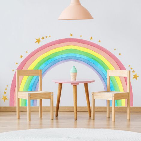 Un set di adesivi murali arcobaleno, decorazione per pareti del soggiorno o della camera da letto.