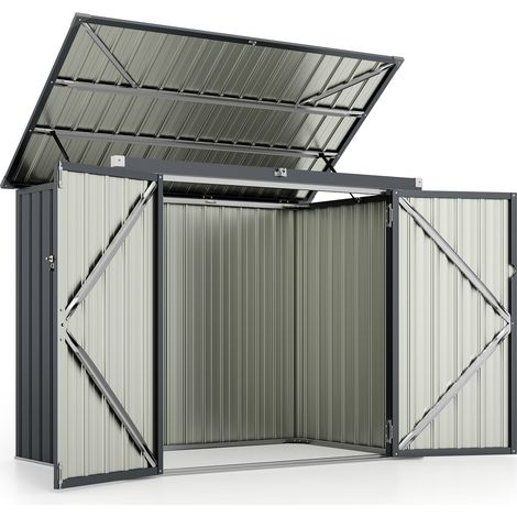 COSTWAY 172 x 95 x 130 cm Outdoor Trash Can Storage Shed （Excluding foundation） (1/5)