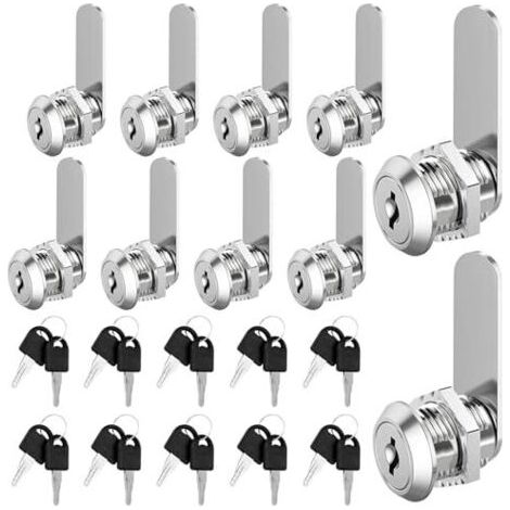 Serrure de boîte aux lettres 20 mm, lot de 10, serrure de casier avec clé, une clé commande une serrure de boîte aux lettres, serrure de boîte aux lettres adaptée aux portes d'une épa
