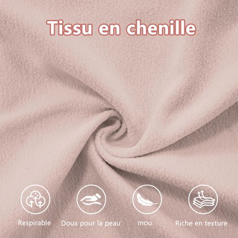 Canapé d angle en U rose en chenille, 4 places avec pouf mobile et configuration modulable pour salon et espace détente (1/5)