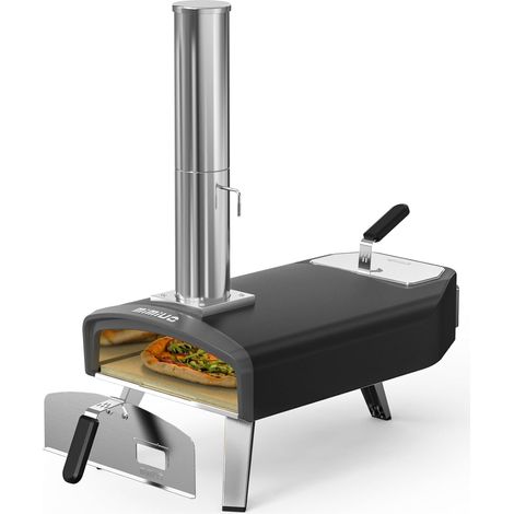 Four à Pizza avec Pierre à Pizza Carrée de 33cm, Four Pizza pour Charbon de Bois et Bois de Chauffage, Portable Four a Pizza Bois pour Jardin, Four à Pizza Extérieur