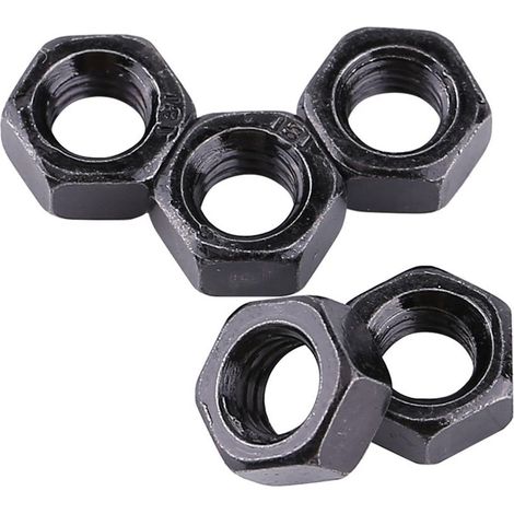 Écrou hexagonal métrique M2.5 en acier carbone zingué noir (lot de 100) - DIN934 (1/5)