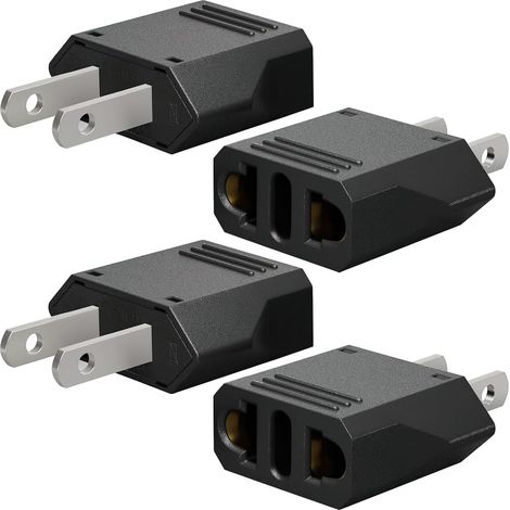 4 Pièces Adaptateur Prise France vers USA Adaptateur Prise USA Adaptateur Prise Canada Adaptateur de Voyage FR vers US Convertisseur Prise pour Aller aux Japon Canada Thaïlande Chine (1/5)