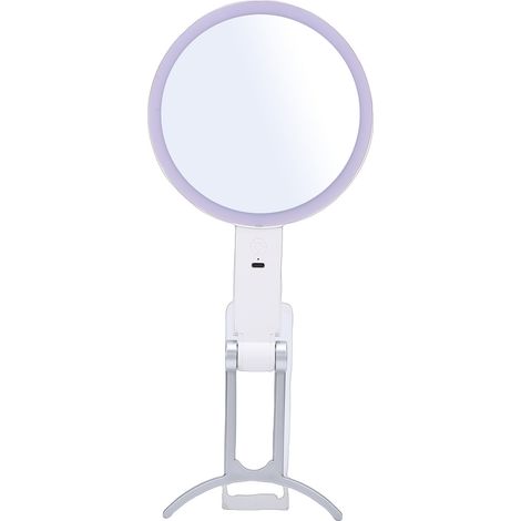 Miroir grossissant 30x avec support lumineux en forme de C, miroir de maquillage lumineux double face rechargeable (1/5)