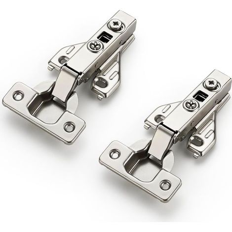 Lot de 2 charnières de porte d'armoire à couverture complète, charnières de porte d'armoire de cuisine dissimulées et réglables avec fonction de fermeture en douceur. (1/5)