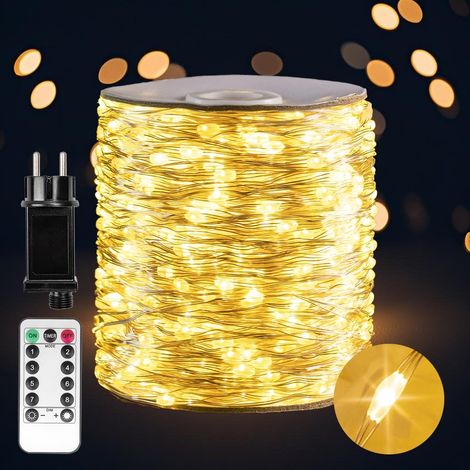 Les Lumières Fées Branchables de 100 mètres 1000 LED Blanc Chaud Argent avec Télécommande - Éclairage en Series Intérieur/Extérieur pour Chambre, Salon, Terrasse, Porche, Jardin, Sapin de Noël (1/5)