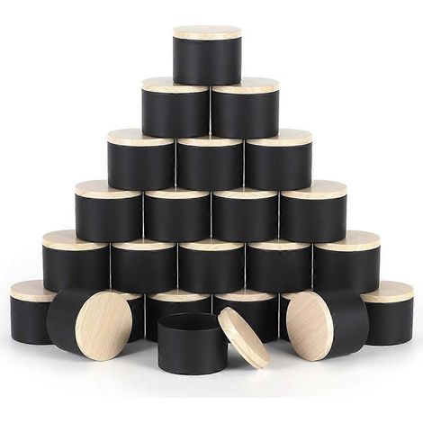 Lot de 24 boîtes à bougies noires de 113 g (4 oz) avec couvercles, pots de 113 g (4 oz) pour la fabrication de bougies en gros (1/4)