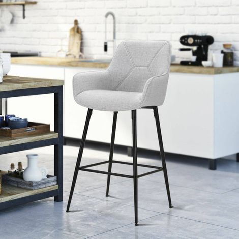 Dmora - Juego de 2 taburetes Bobbio, Silla alta, Silla sin respaldo, Asiento ajustable, 55x55 h109 cm, Negro y Gris (1/5)