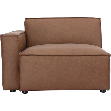 Module d'angle gauche pour canapé en cuir marron SPLIT (1/5)