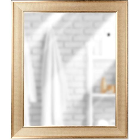 Espejo de pared rectangular dorado de 49,5 x 59,5 cm.