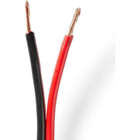 Cable de altavoz 2x 250 mm cobre 1000 m redondo pvc negro rojo bobina