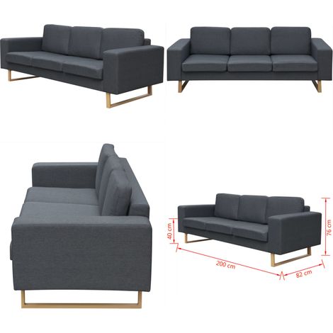Canapé avec 3 places Tissu Gris foncé - Canapé Trois Places - Canapé Gris - Canapé Tissu - Canapé Design - Meuble Salon - Home & Living