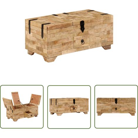 The Living Store Table basse Bois de manguier massif 80x40x35 cm - Table Basse - Meubles De Salon - Table D'appoint - Bois De Manguier - Mobilier Rustique (1/5)