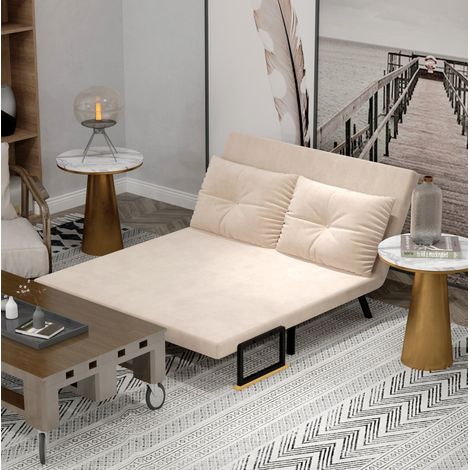 Canapé convertible 102x73x81 cm en polyester beige, gain de place pour salon FloraGrace (1/5)