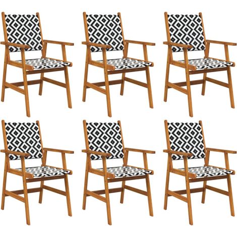 Garden Chair Set of 6 Acacia wood and black vidaXL