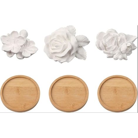 Ensemble de Pierres Parfumées en Forme de Fleur pour Huiles Essentielles, Diffuseur de Parfum Artisanal avec Disque en Bois (1/5)