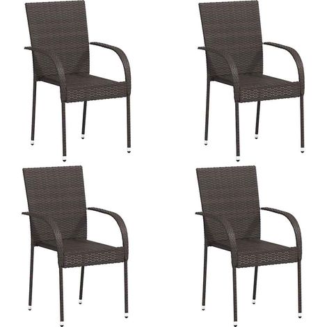 Maison Exclusive - Sedie da Esterno Impilabili 4 pz in Polyrattan Marrone (1/5)