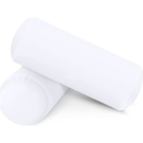 Orieller de Traversin Coussin décoratif Blanc Rond 15 x 40 cm Lot de 2 (1/5)