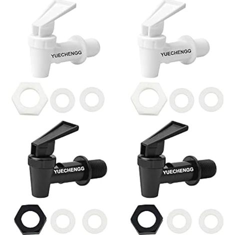 Lot de 4 distributeurs de boissons en plastique - Robinet de rechange pour distributeur d'eau - Convient pour les boissons froides et chaudes, tonneau à bière, verre, café, jus, fontaine à boire, noir (1/5)