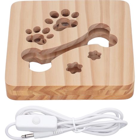 3D-Holzlampe mit Knochenpfotenmuster, ausgeschnittenem Design, dekorative LED-Leuchte fürs Kinderzimmer (1/5)