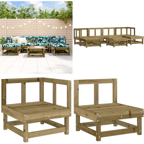 7-tlg. Garten-Lounge-Set Kiefernholz Imprägniert - Gartensofa - Loungemöbel - Gartenmöbel Set - Rattan Möbel - Outdoor Furniture - Home & Living (1/5)