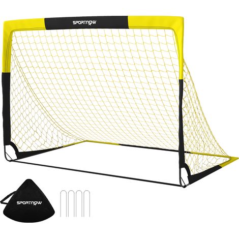 SPORTNOW portería de fútbol pop-up plegable con red, bolsa transporte, 4 piquetas y varillas de fibra vidrio, para interior y exterior, 150x110x110 cm (1/5)