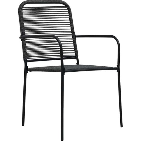 Maison Exclusive - Chaises de jardin lot de 4 Corde en coton et acier Noir (1/5)
