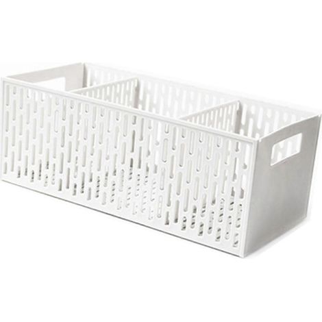 Panier de rangement en plastique à 3 compartiments (25-26 po) avec séparateurs, idéal pour les fruits, les légumes et les collations et permettant un gain de place. (1/4)