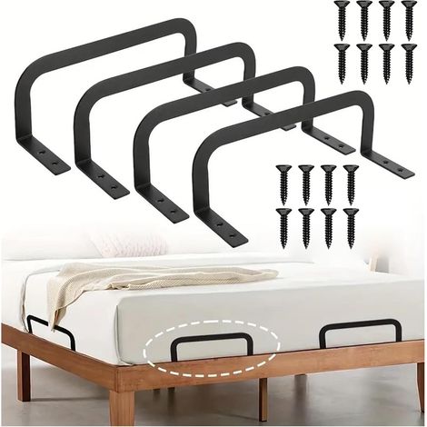 4 Pièces Fixateur de Matelas, Barre de Retenue Matelas, AntidéRapants, Butée AntidéRapante Réglable, avec Vis pour Grand Lit, Tatami, Etc (1/5)