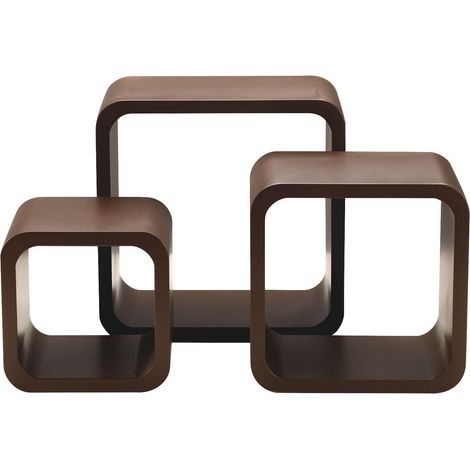 King Home SET 3 PZ(cm 17x17x15 + 22x22x15 + 27x27x15) MENSOLA QUADRA STONDATA NOCE CARTONE DA 4 PEZZI (1/4)