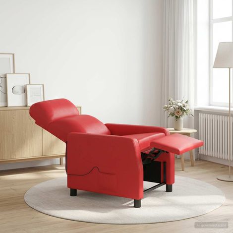 vidaXL Silla de masajes reclinable Rojo Cuero sintético (1/5)