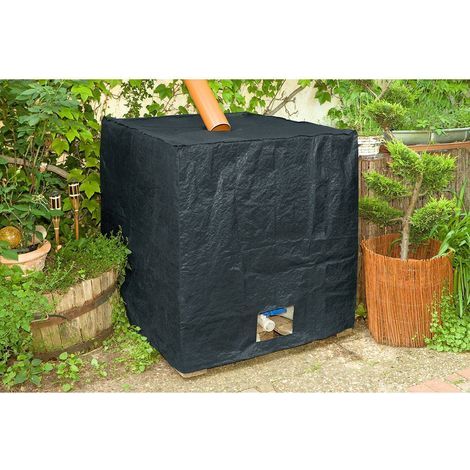 Multitanks – Bâche cuve 1000L IBC anthracite – Protection UV et anti-algues – 120g/m² – Ouverture velcro pour lecture niveau d'eau (1/2)