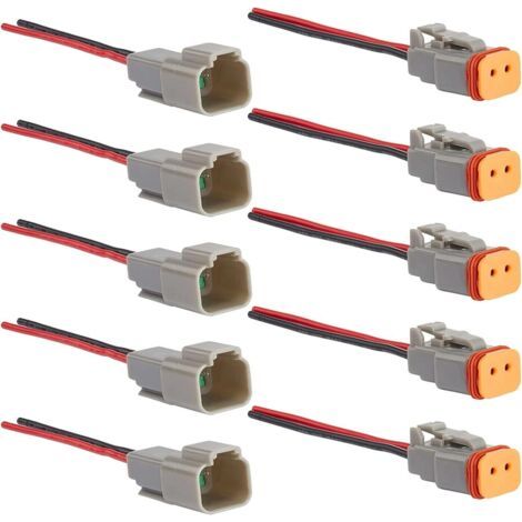 FENOPLASTICALot de 5 connecteurs DT étanches 2 broches Câble 16AWG IP65 pour moto, camion, bateau Installation rapide et sécurisée (1/4)