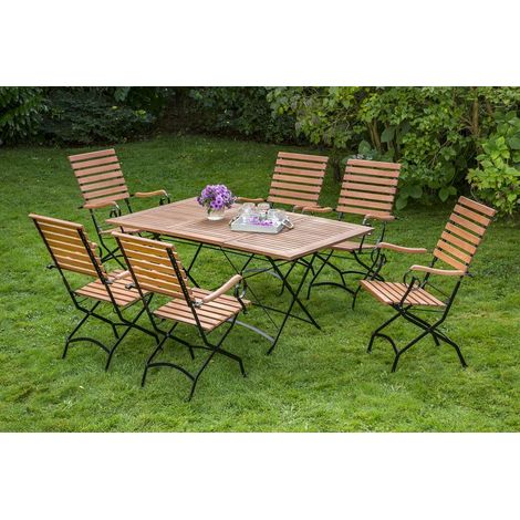 Schlossgarten Set 7tlg 6 Sessel Tisch 100(150)x90cm