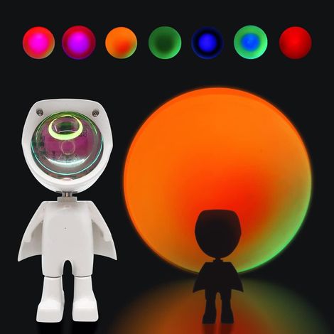 Lampe Projecteur Sunset Astronaute 7 Couleurs – Veilleuse Enfant, Commande Tactile, Rotation 360°, Ambiance Relaxante (1/5)