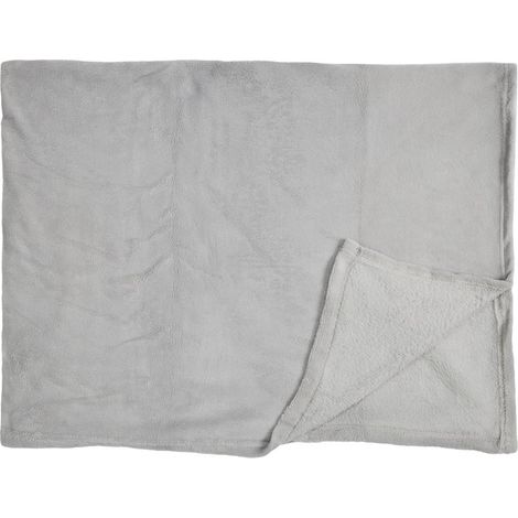 Plaid Microfibre Gris Clair 120x150cm, Doux Effet Sherpa, Lavable en Machine (1/4)