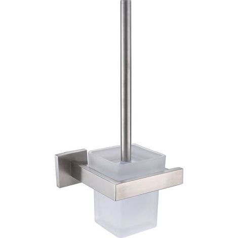 Porte-brosse de toilette mural - PZCC - Mural - Acier inox 304 - Verre trempé - Brosse incluse (1/5)