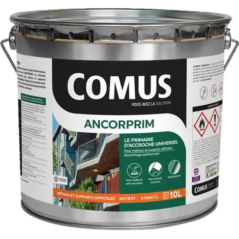 ANCORPRIM blanc 10L Primaire d'accrochage universel pour métaux ferreux et supports difficiles - COMUS (1/3)
