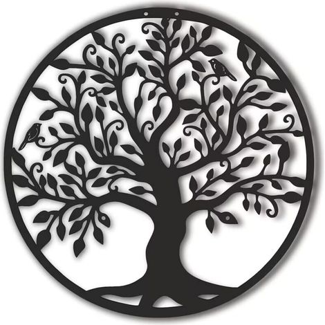 Metal wall art, tree of life, metal tree family logo, wall decoration, home decor (35 x 35 cm) (1/5)