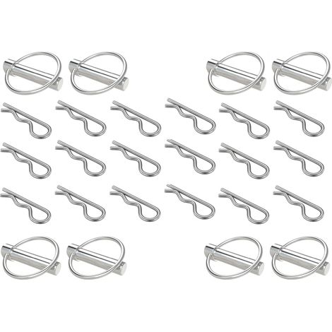 Lot de 26x goupilles universelles : béta (3mm, 4mm, 5mm, 6mm) + clip sécurité (8mm, 11mm) goupille tracteur remorque camion portail porte