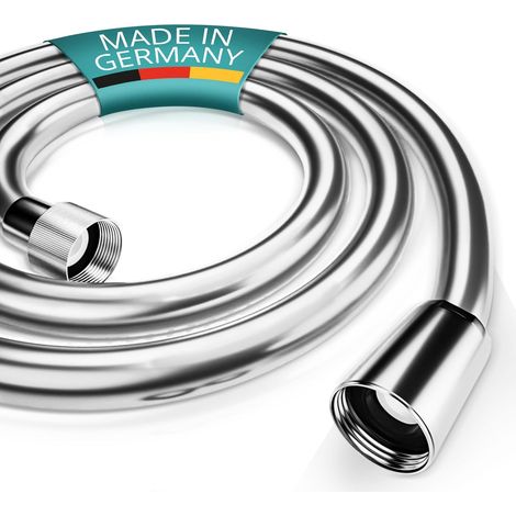 Tuyau douche 2m en plastique - flexible avec raccord standard - testé à l'eau potable - anti-pliure et facile à installer - Made in Germany (1/5)